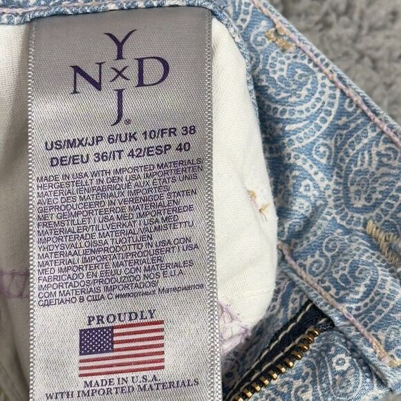 NYDJ‎ Rachel Roll Cuff Ankle Jeans Women’s 6 Blue Paisley Print Mid Rise - Picture 13 of 15